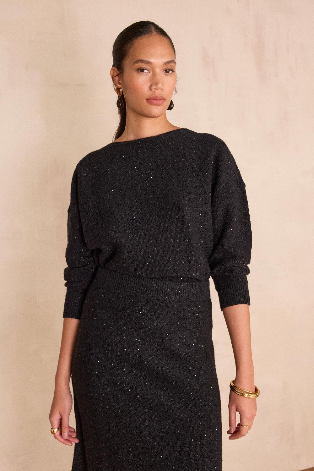 Maison 123 BLAKE Bateau Neck Jumper With Sequins
