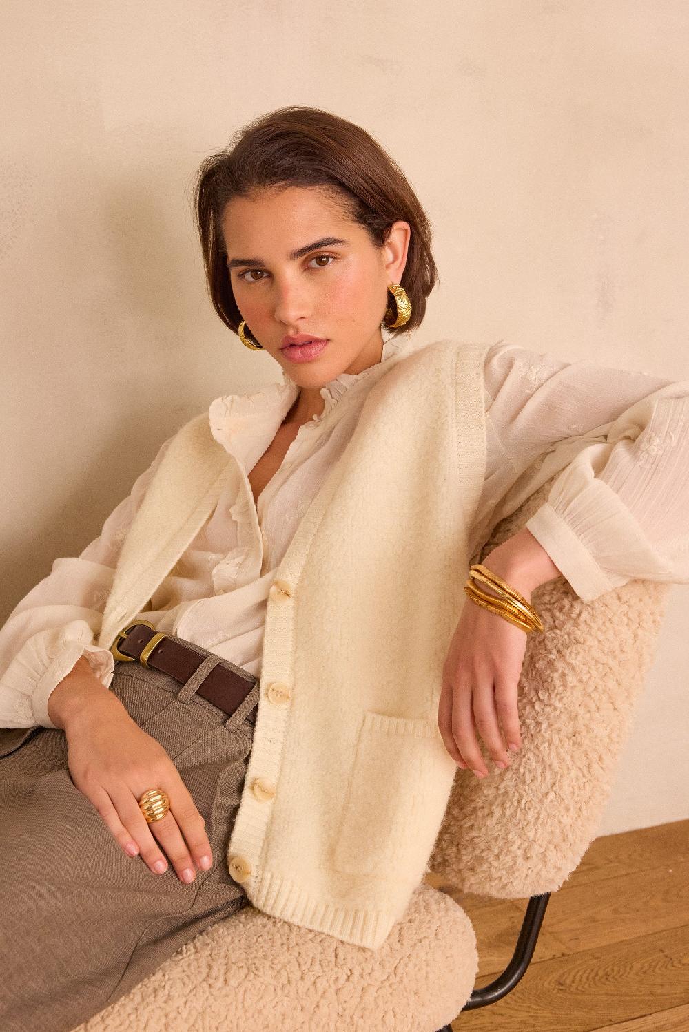 maison 123 BORIS sleeveless cardigan in 100% wool