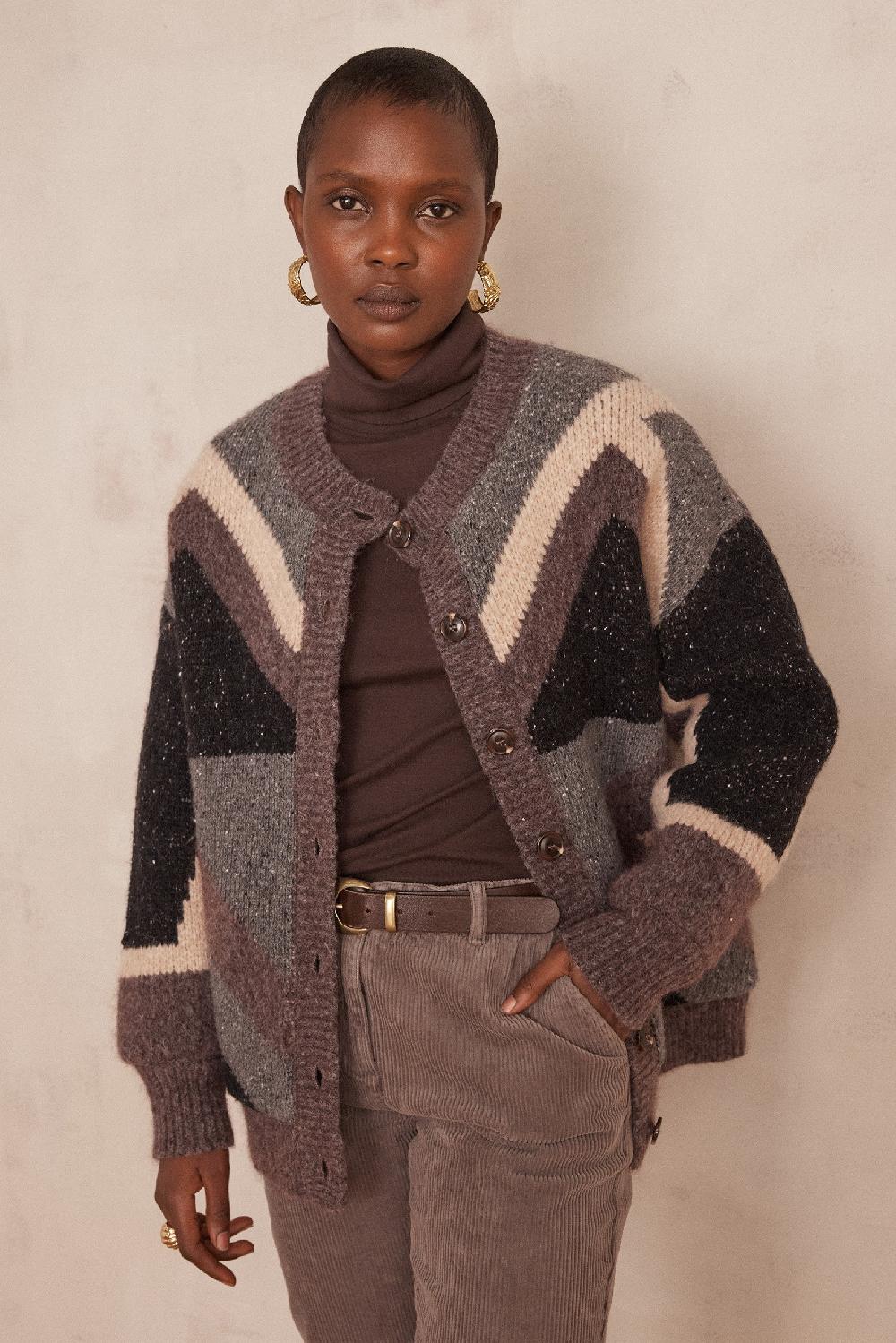 Maison 123 BRITNEY Jacquard Pattern Cardigan