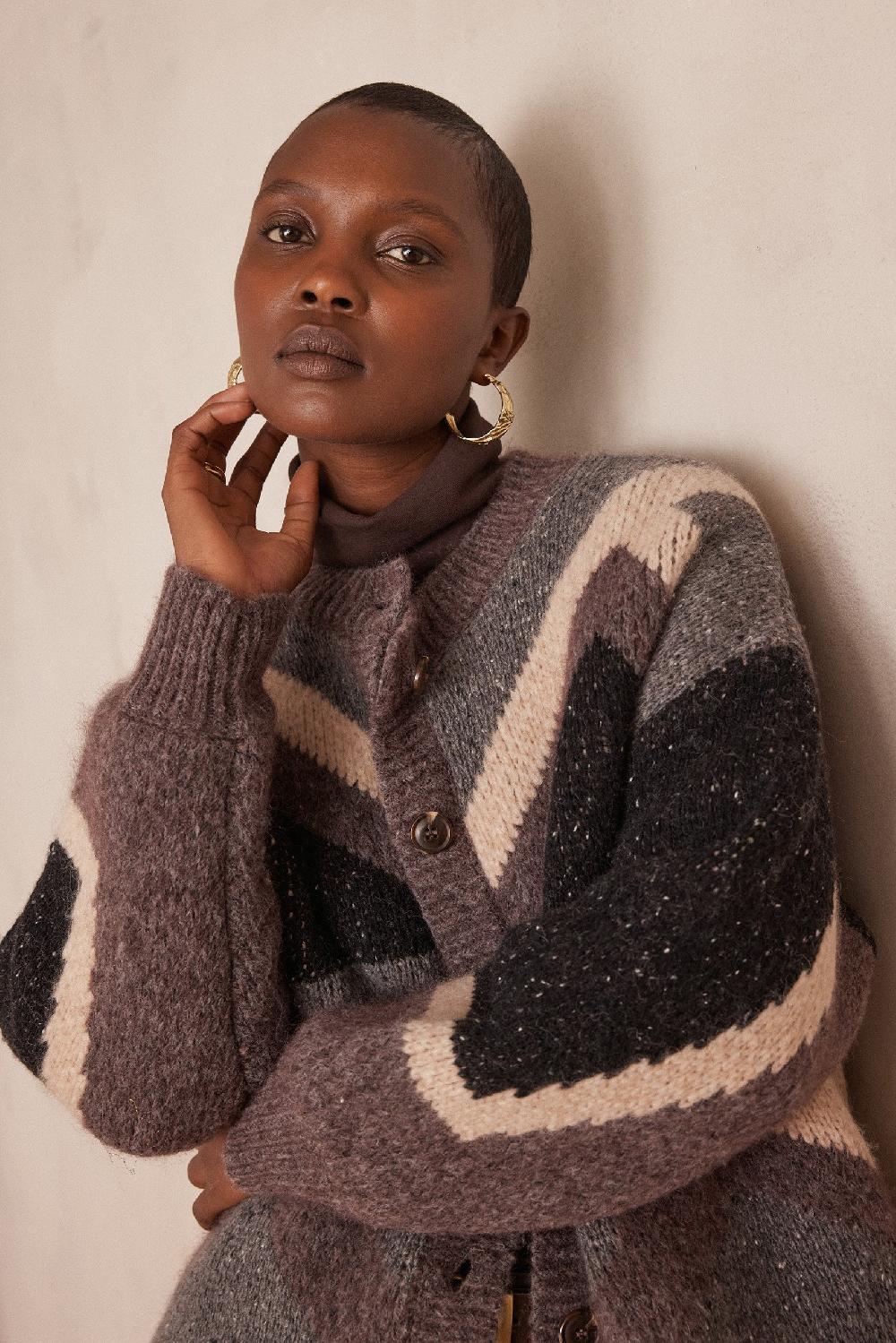 Maison 123 BRITNEY Jacquard Pattern Cardigan