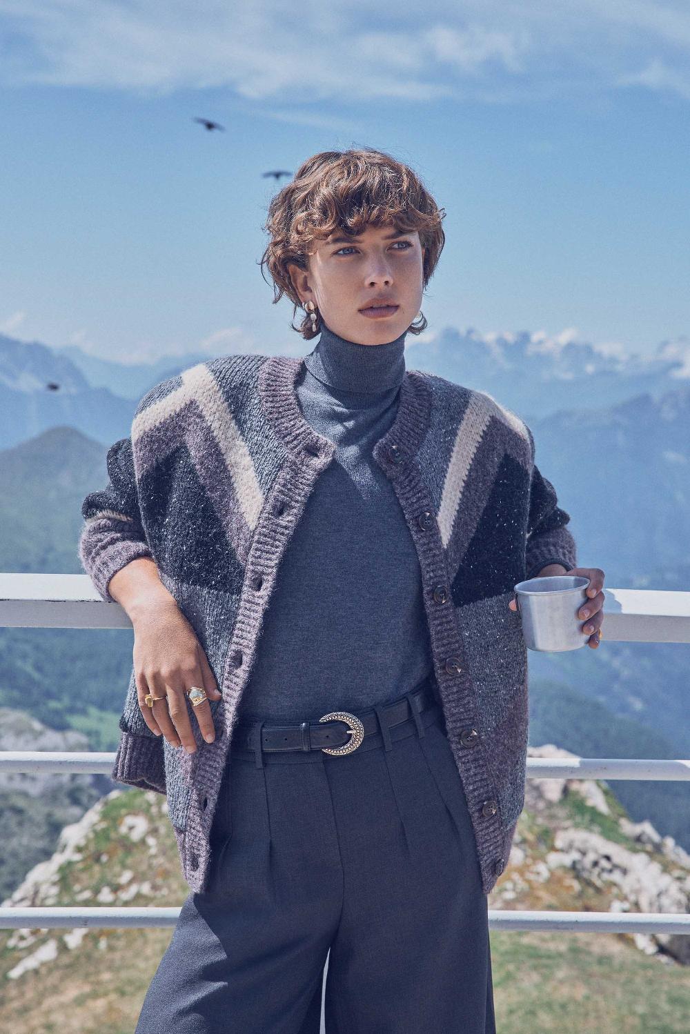 maison 123 BRITNEY jacquard pattern cardigan