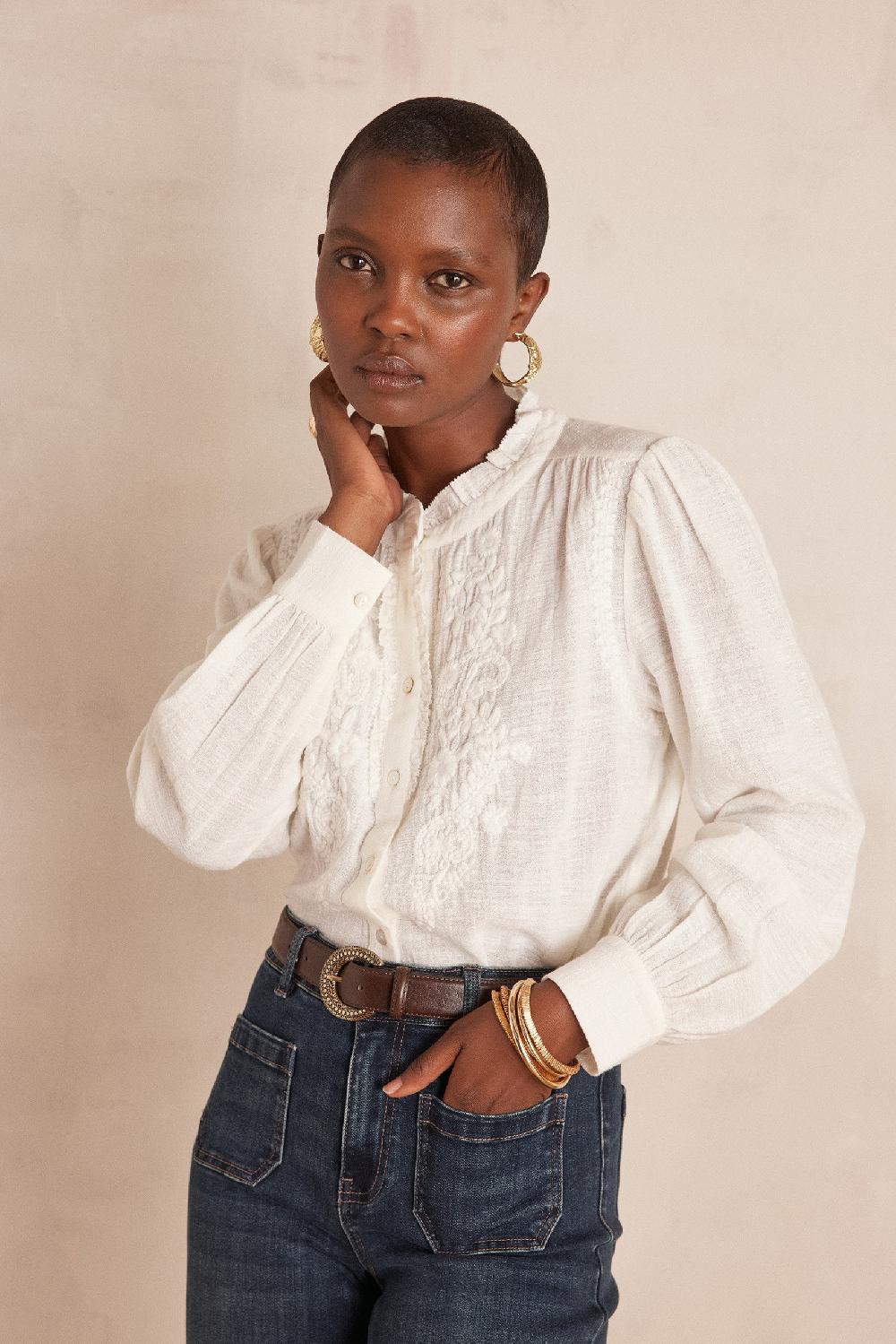 Maison 123 BROOKE Embroidered Cotton Blouse