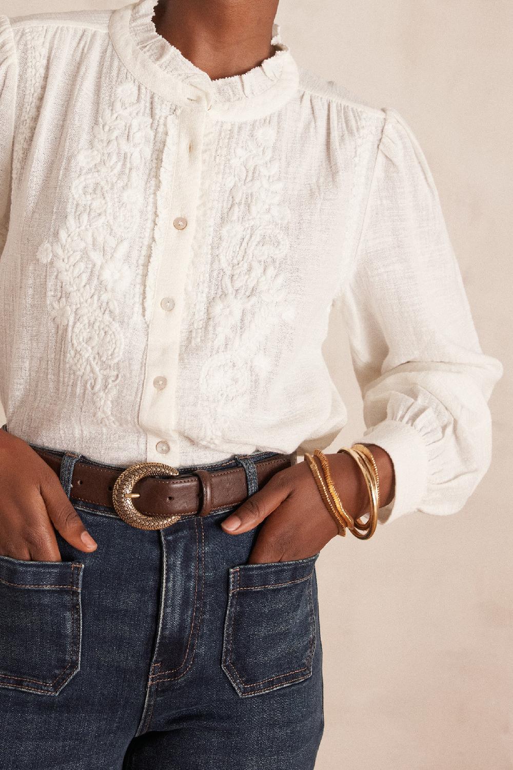 maison 123 BROOKE embroidered cotton blouse