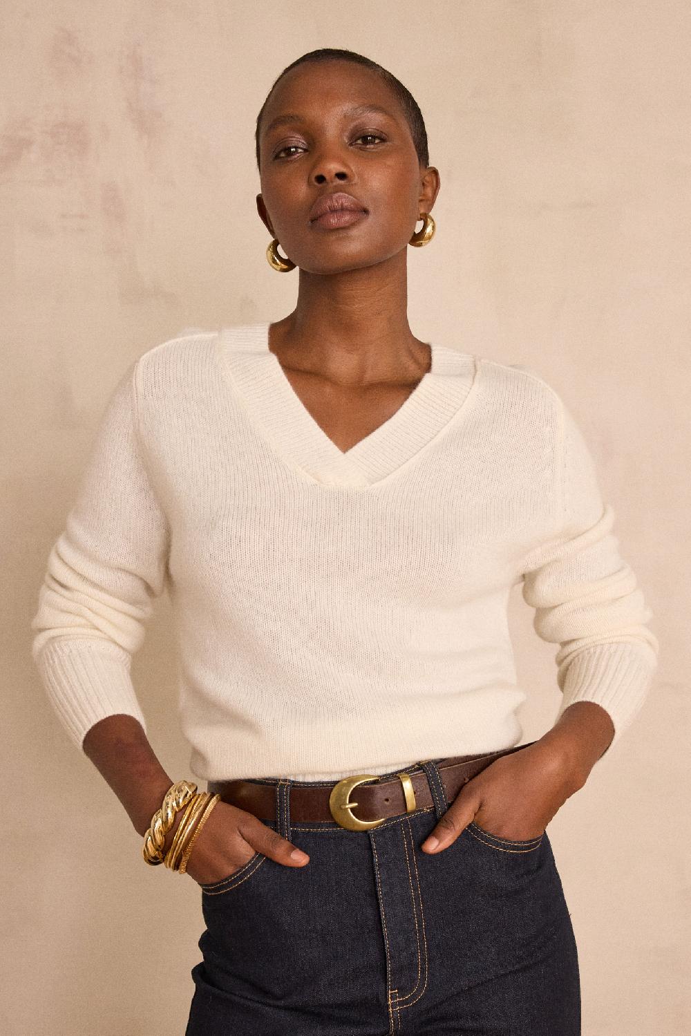 Maison 123 BRYTON 100% Cashmere 4-ply V-neck Jumper