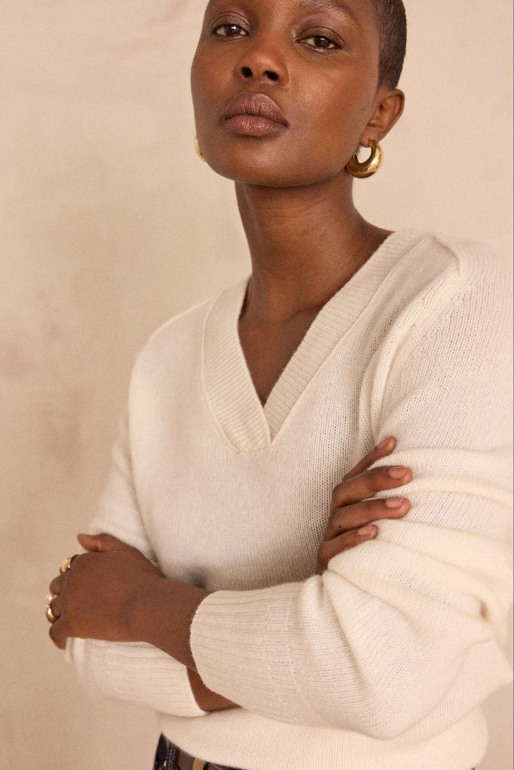 maison 123 BRYTON 100% cashmere 4-ply V-neck jumper