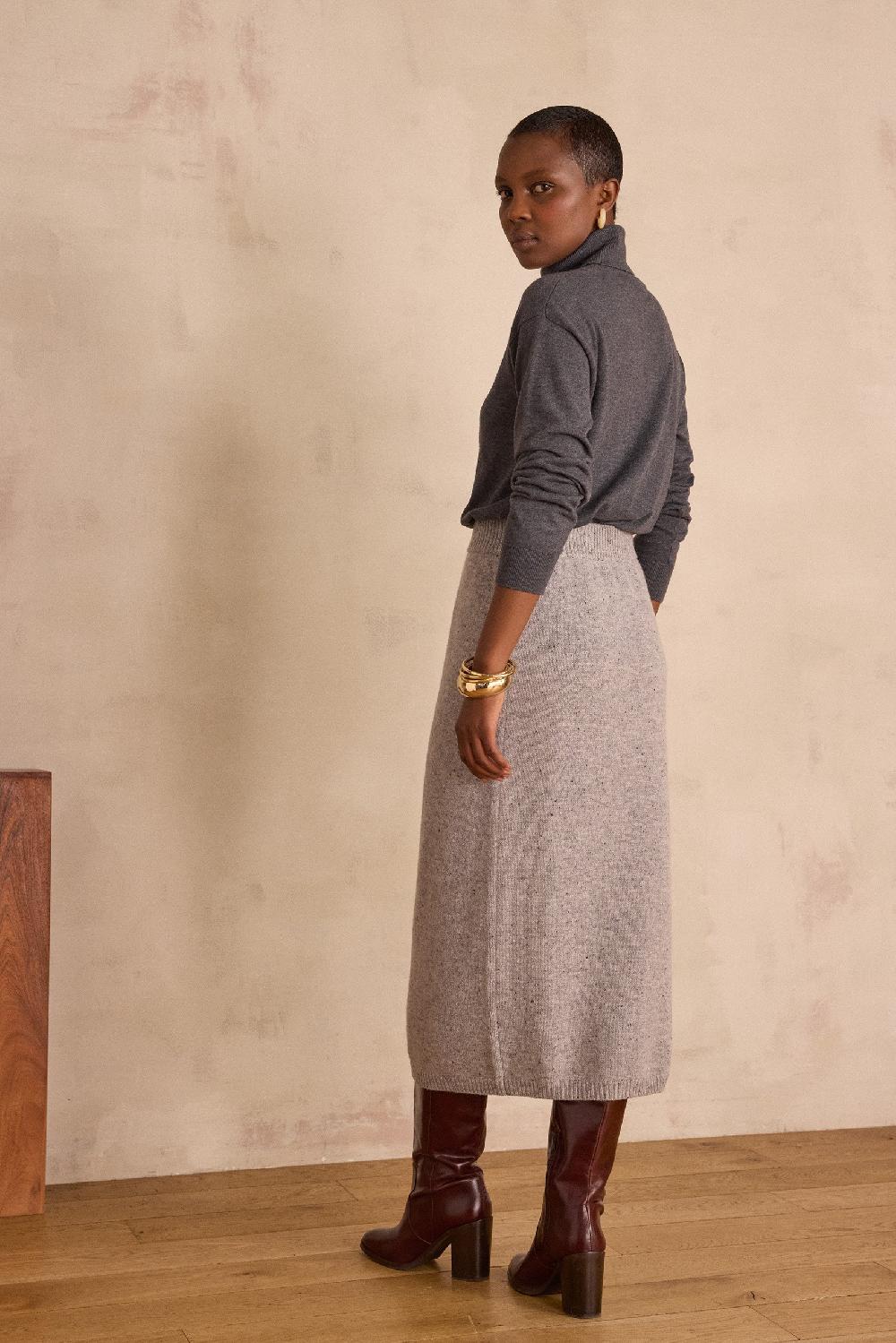 Maison 123 CALINE Straight Wool Skirt