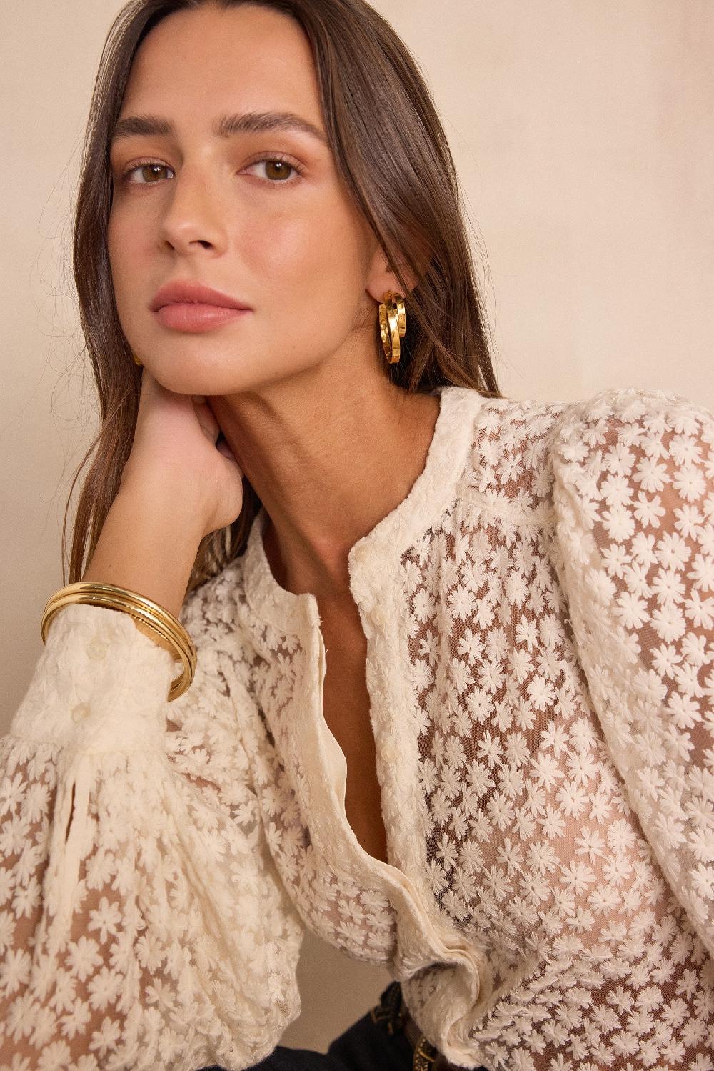 Maison 123 CAMOMILLE Embroidered Cotton Shirt