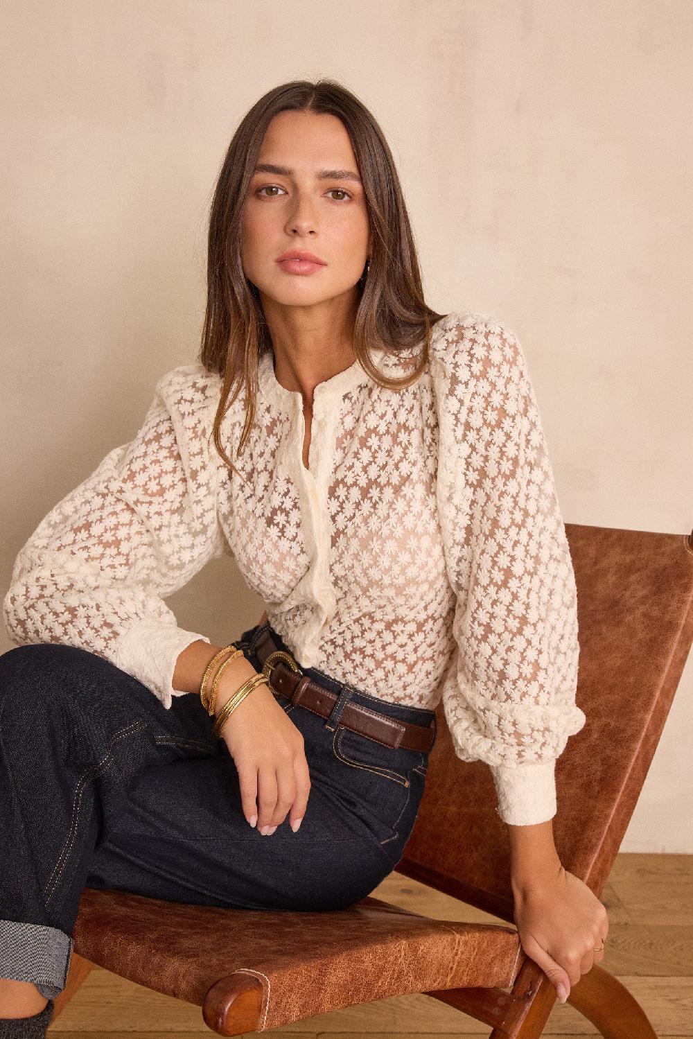 maison 123 CAMOMILLE embroidered cotton shirt