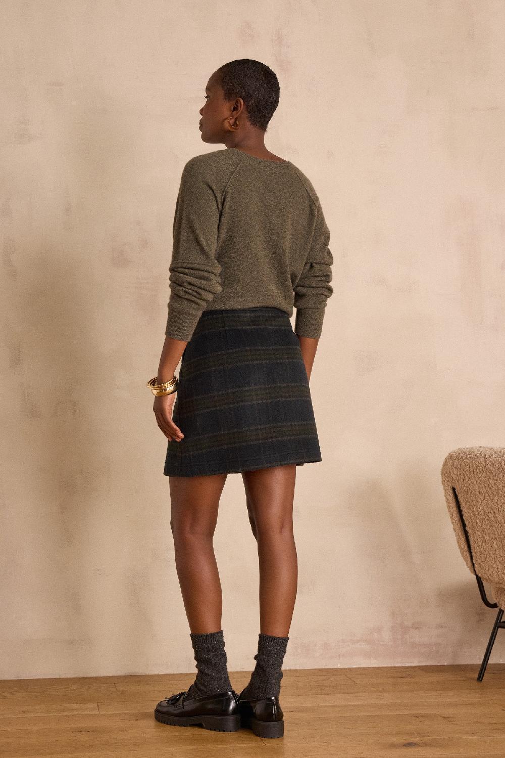 Maison 123 CECILE Checked Wool Skirt