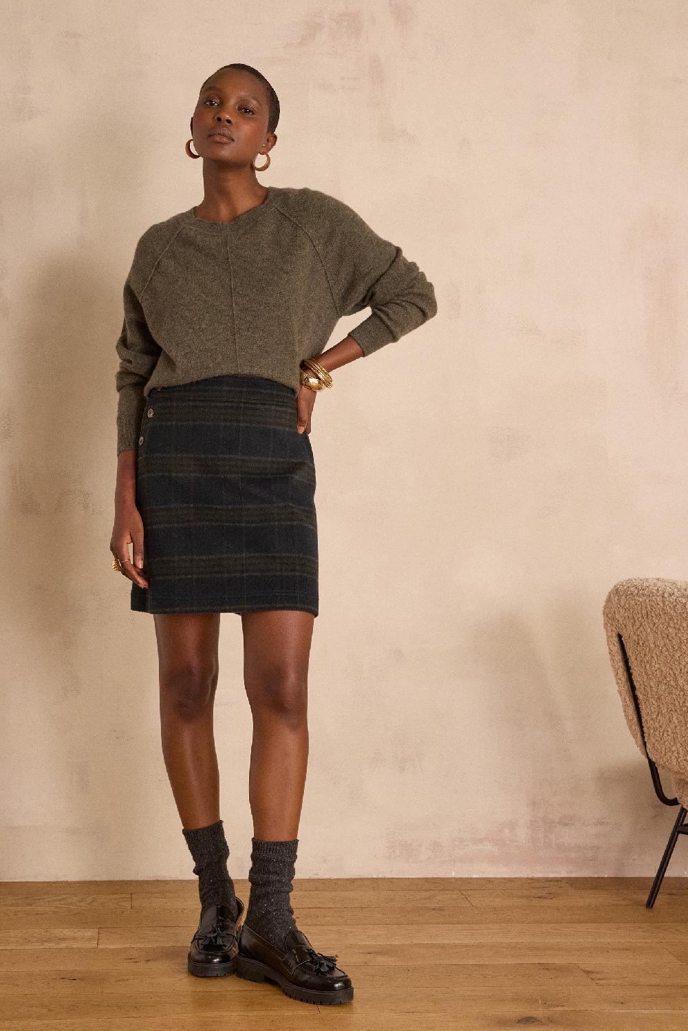 maison 123 CECILE checked wool skirt