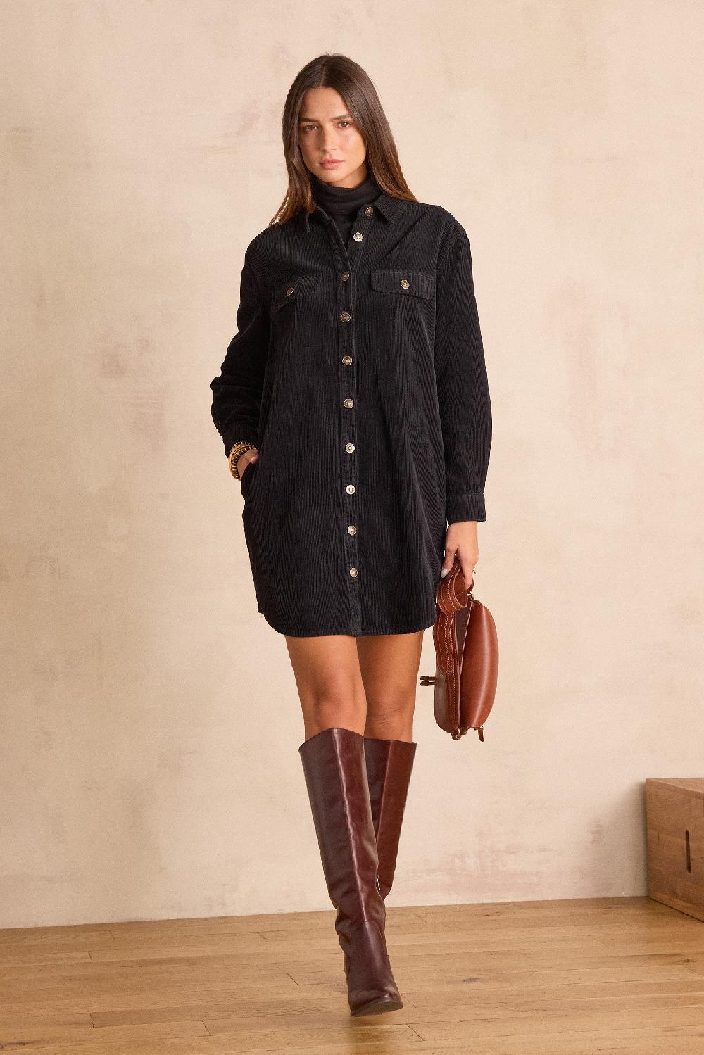 maison 123 CENDRA velvet shirt dress