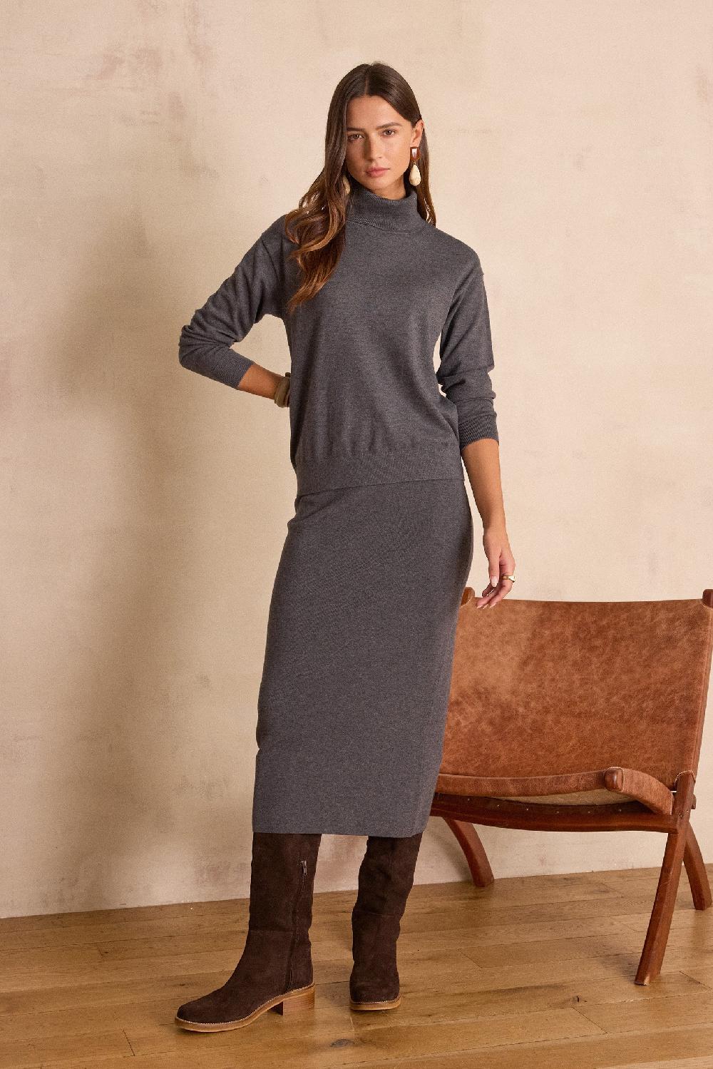 Maison 123 CHARLOTTE Straight Wool Skirt