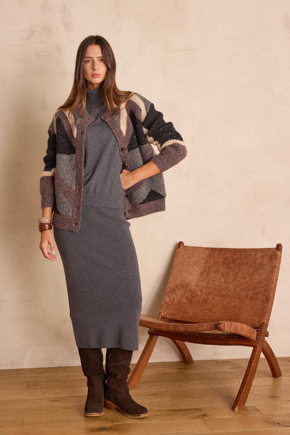 maison 123 CHARLOTTE straight wool skirt