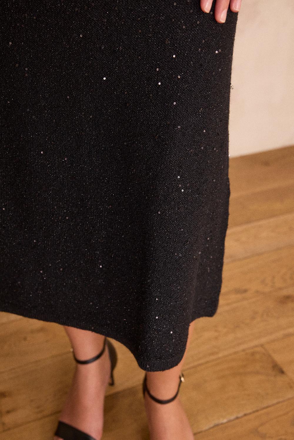 Maison 123 CLEOPATRE Sequin Knit Midi Skirt