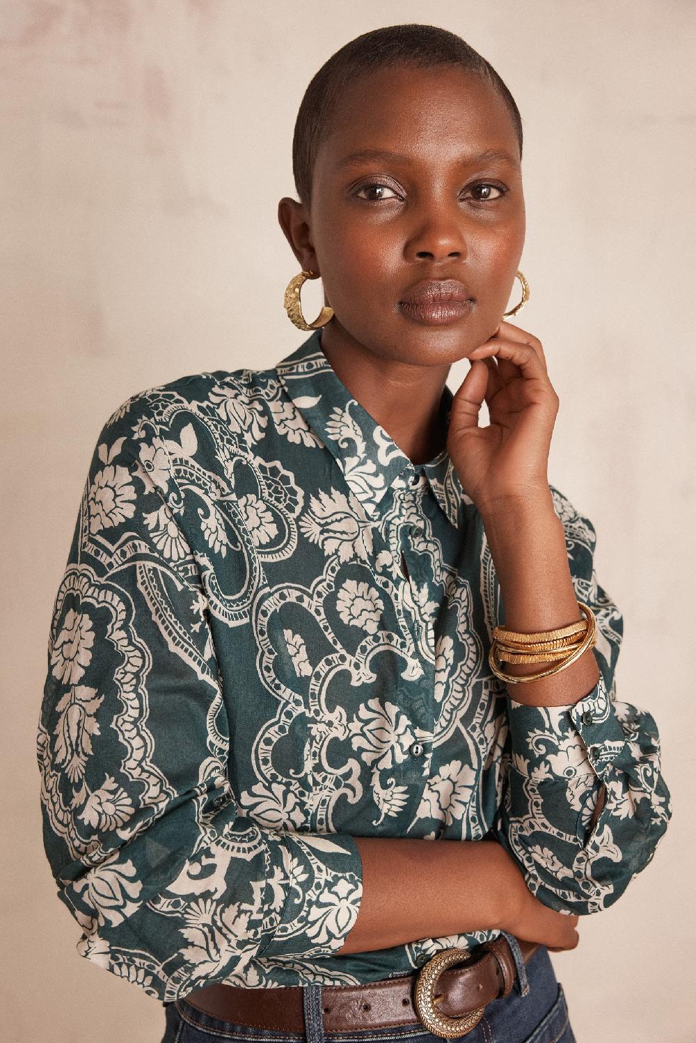 Maison 123 COLETTE Blouse 100% Cotton Floral Print