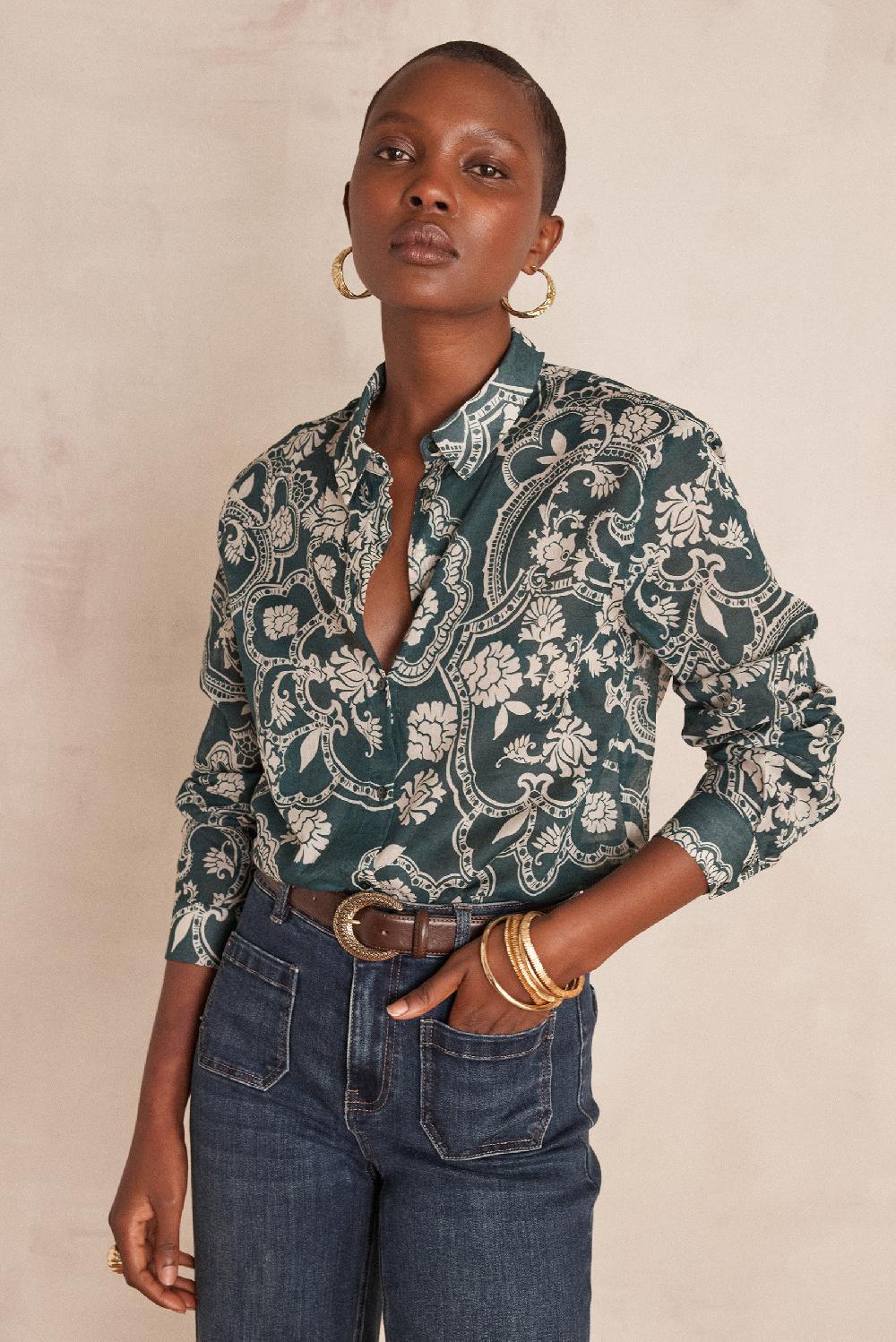 Maison 123 COLETTE Blouse 100% Cotton Floral Print