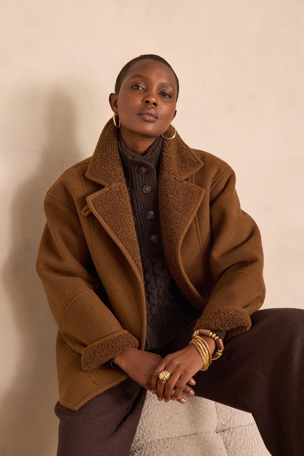 maison 123 DEBBIE coat with shearling effect