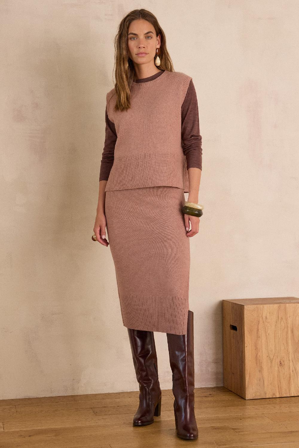 maison 123 EMILIE long wool skirt