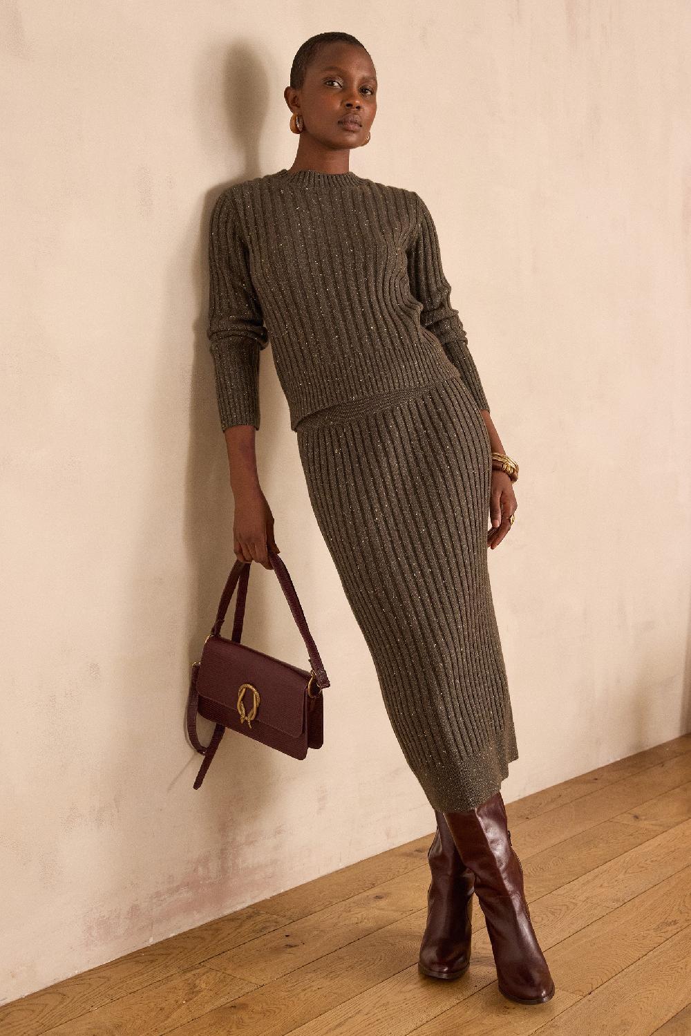 maison 123 EMMA ribbed long skirt