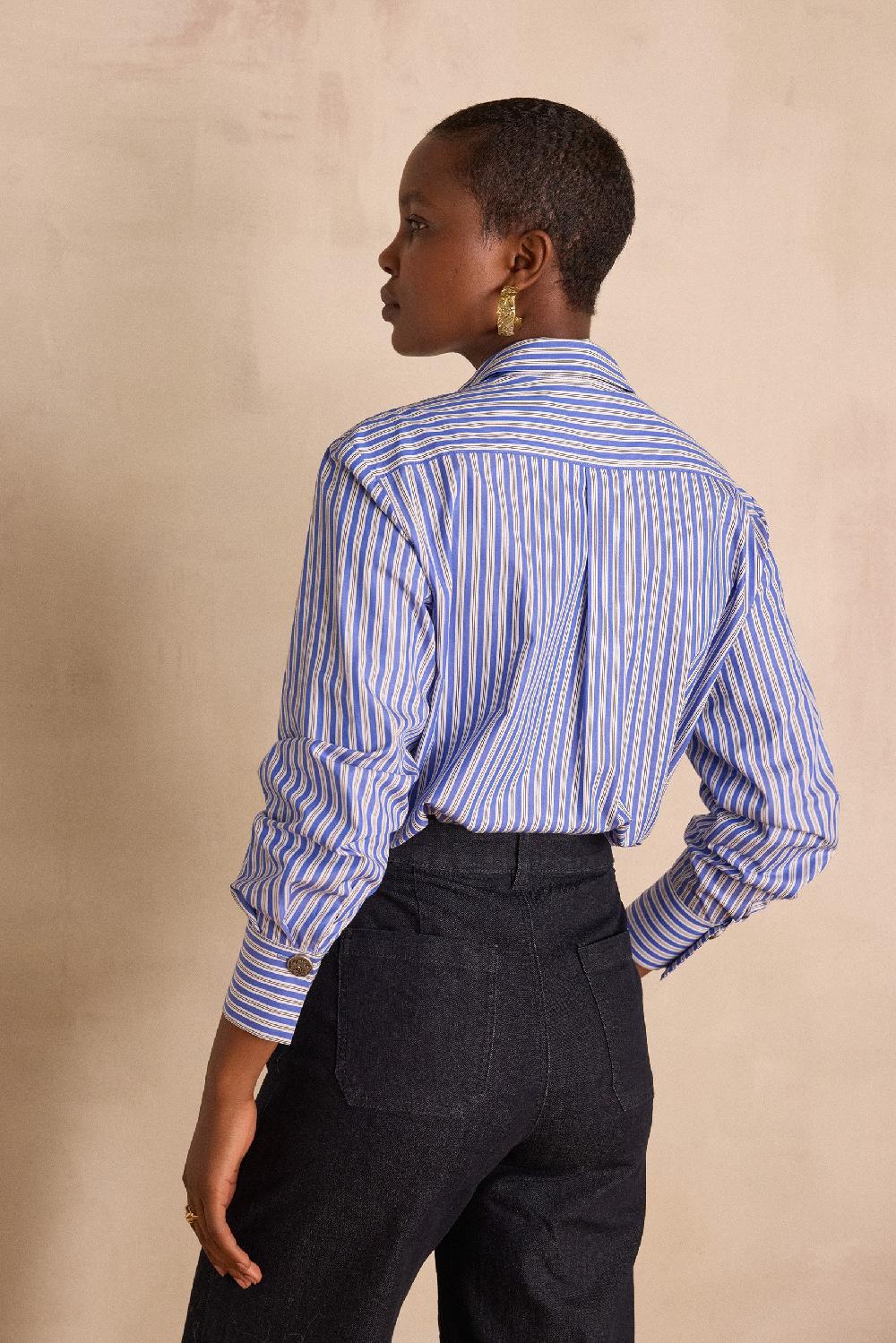 Maison 123 ESMERALDA 100% Cotton Striped Shirt