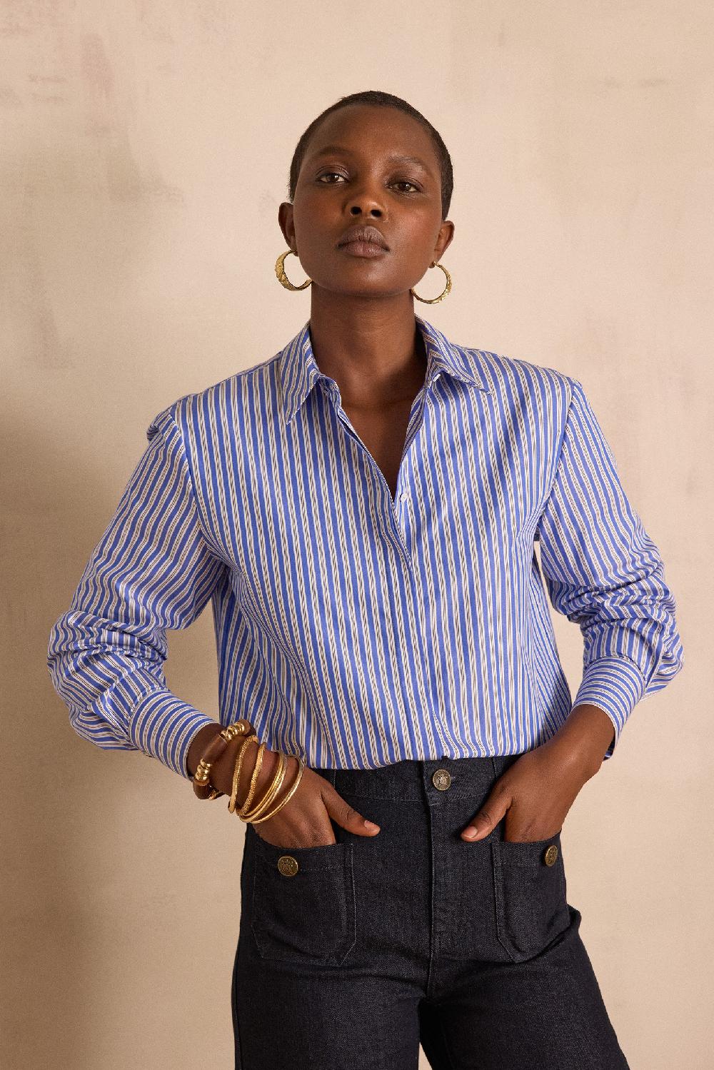 maison 123 ESMERALDA 100% cotton striped shirt