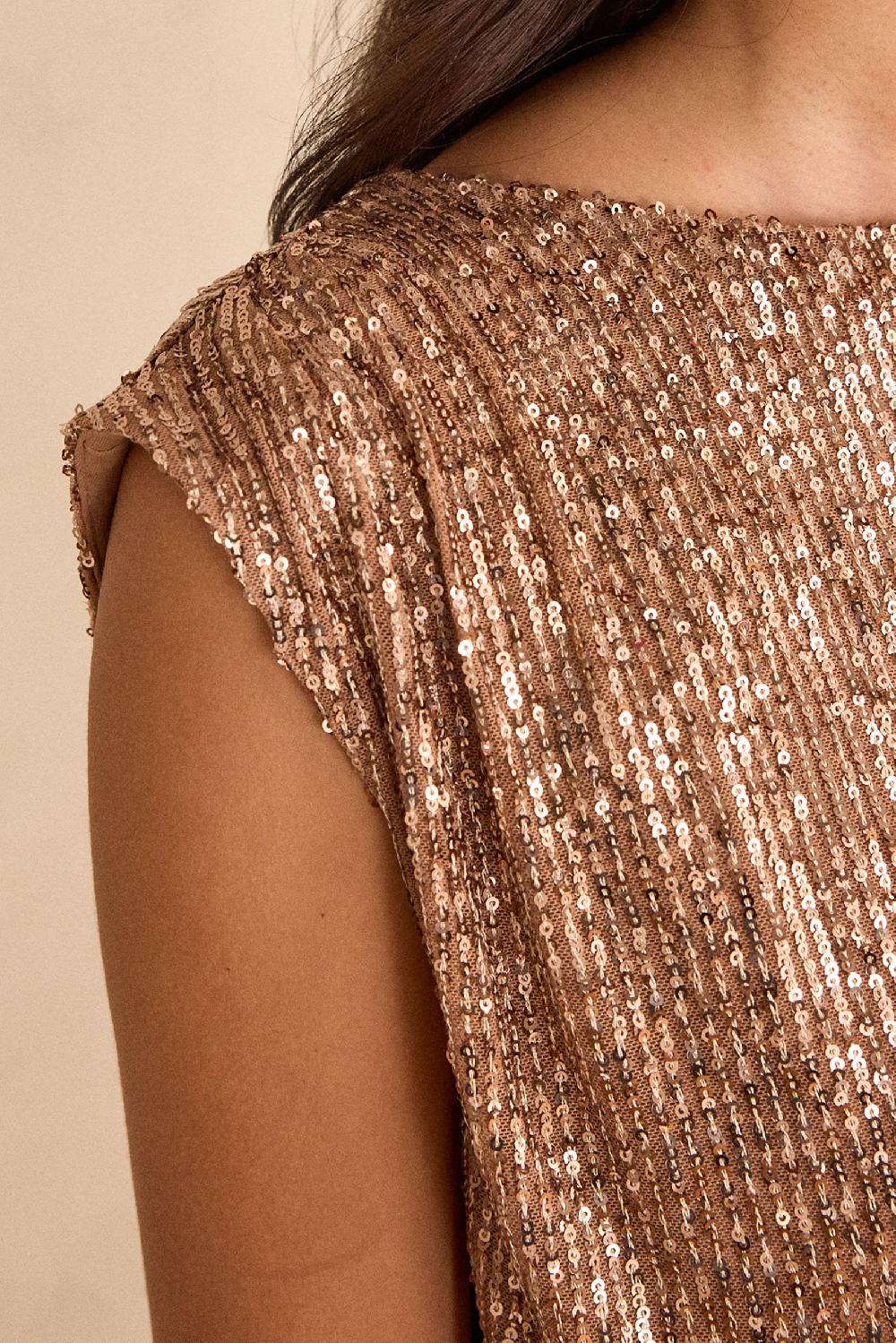 Maison 123 FELICITE Sequin Sleeveless T-shirt