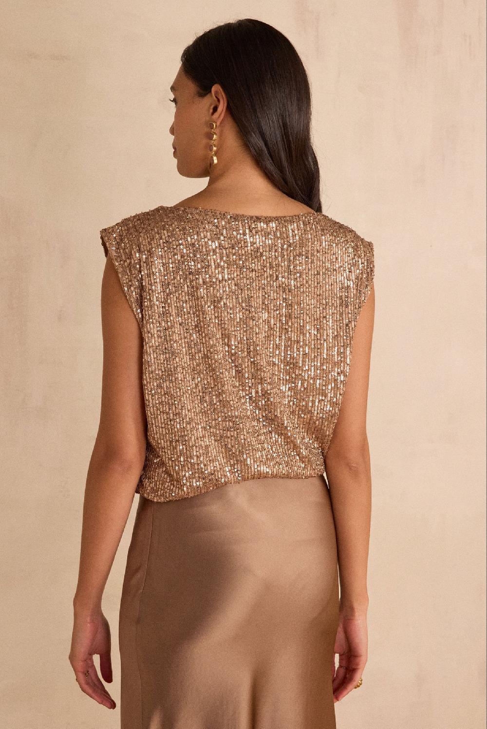 Maison 123 FELICITE Sequin Sleeveless T-shirt