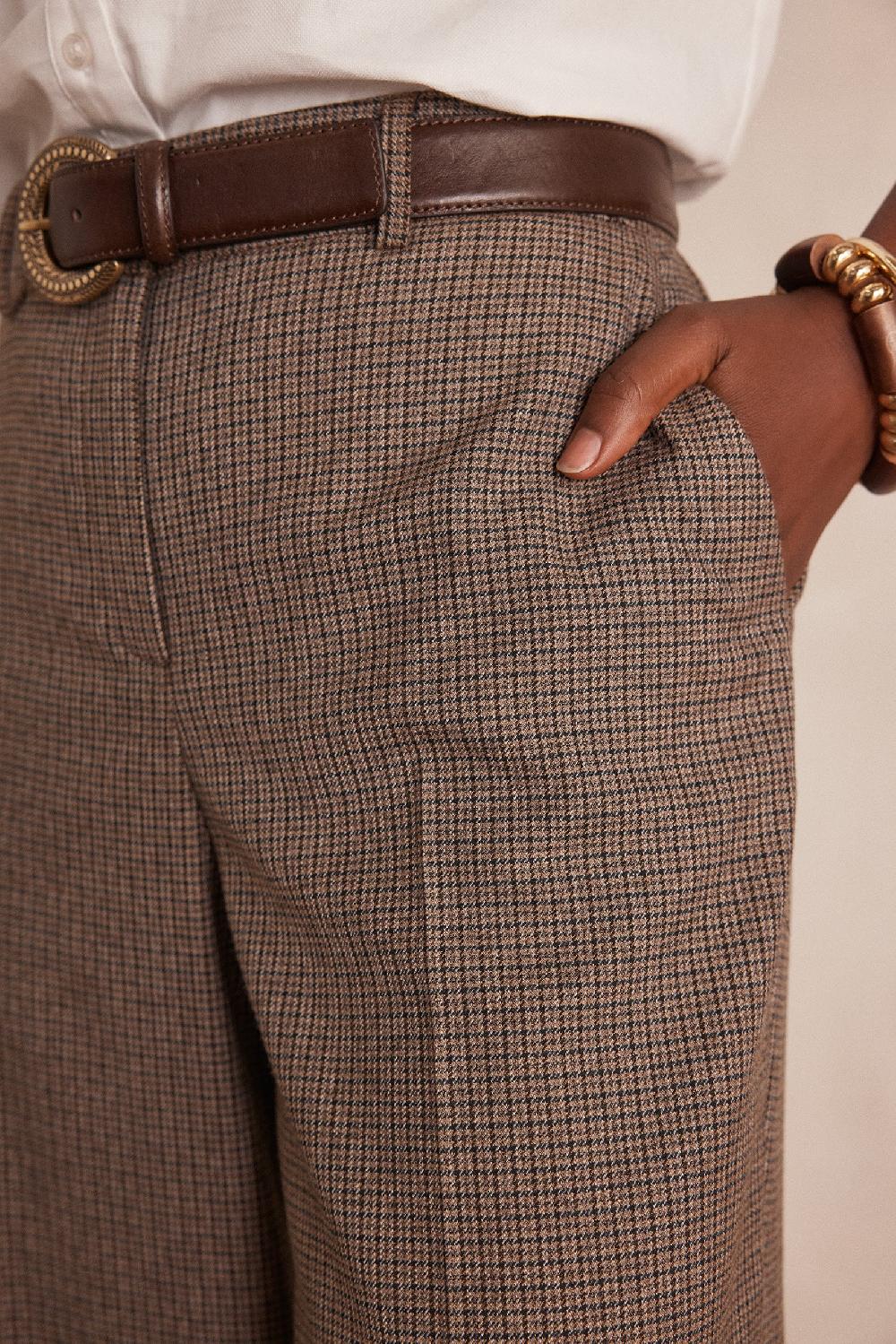 Maison 123 FERGUSON Wide-leg Checked Trousers