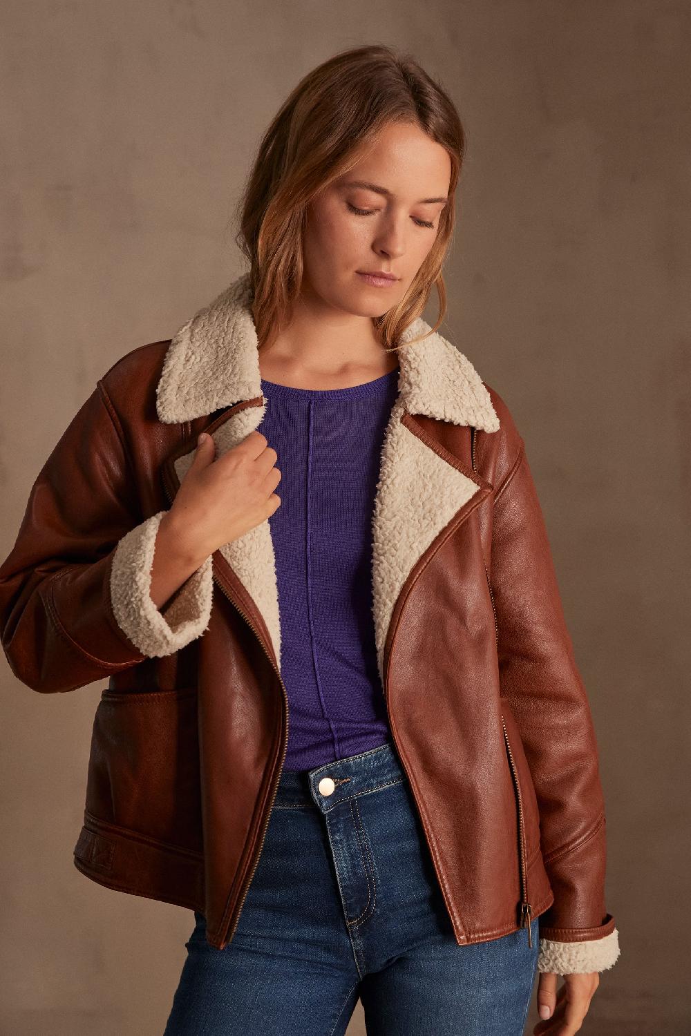 Maison 123 FOLIO Leather Bomber Jacket