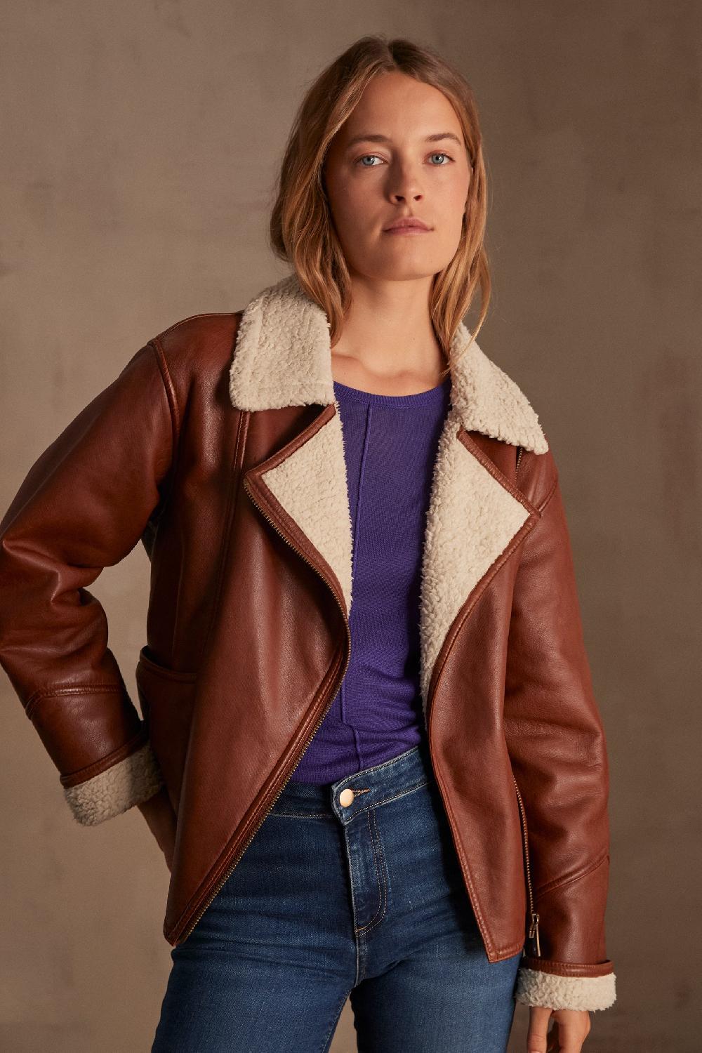 maison 123 FOLIO leather bomber jacket