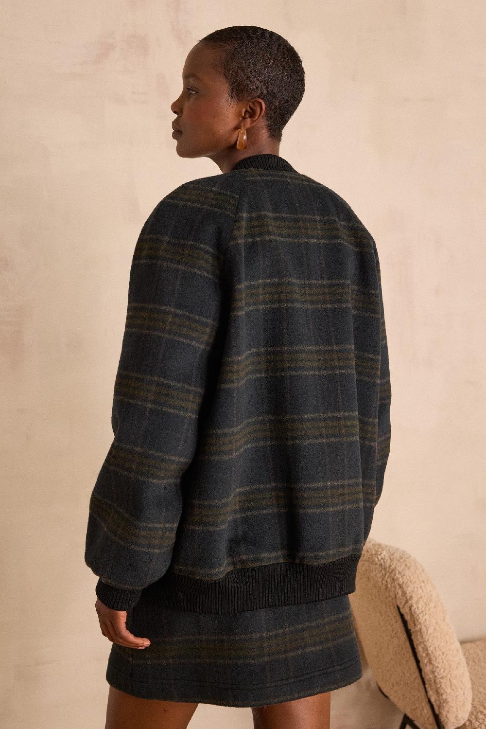 Maison 123 KIM Checked Wool Bomber Jacket