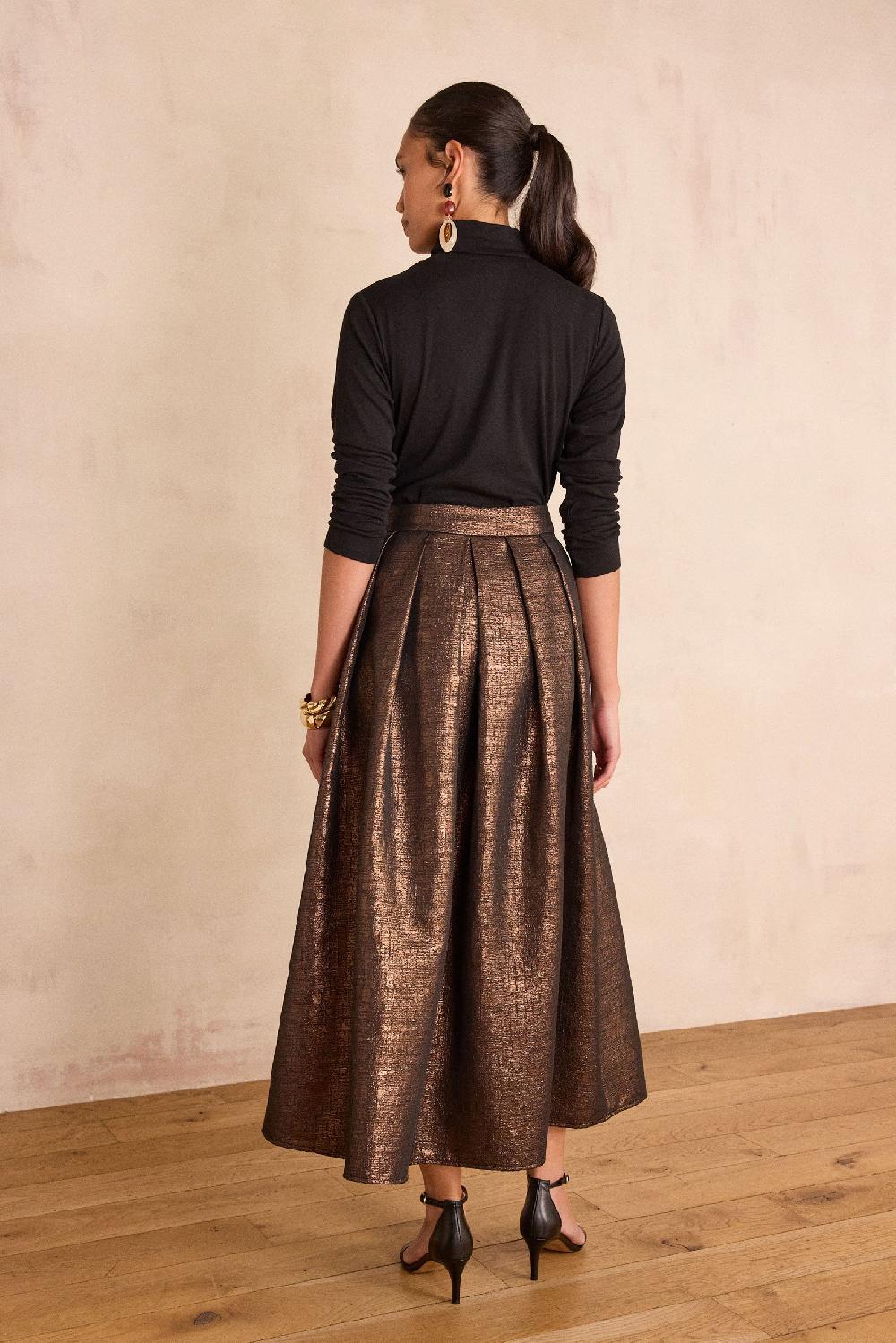 Maison 123 Long Metallic Effect Skirt ETINCELLE