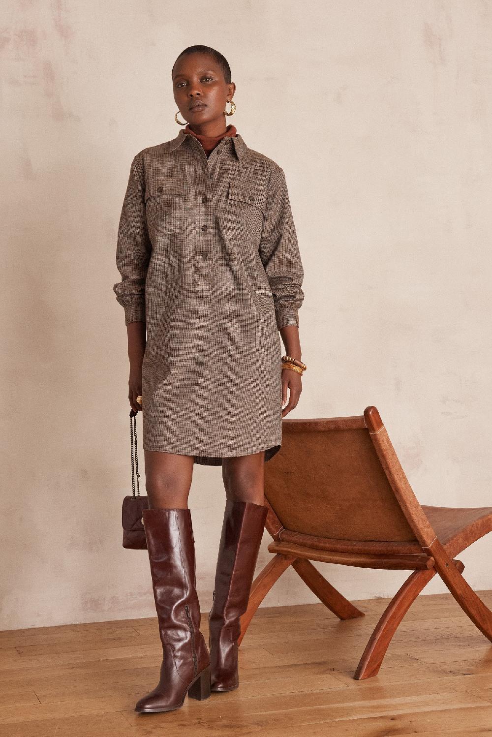 maison 123 MARLINE Dress with houndstooth pattern