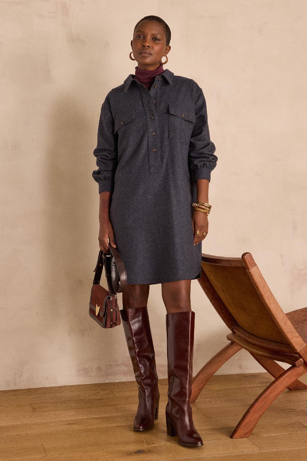 maison 123 MARLINE straight wool dress