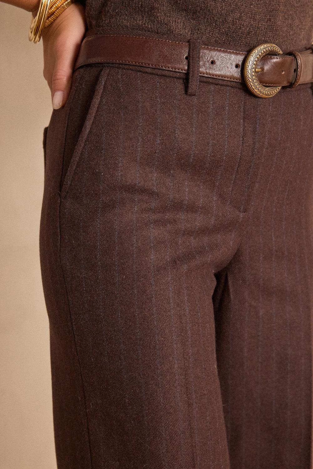 Maison 123 MELINA Cropped Striped Wool Trousers