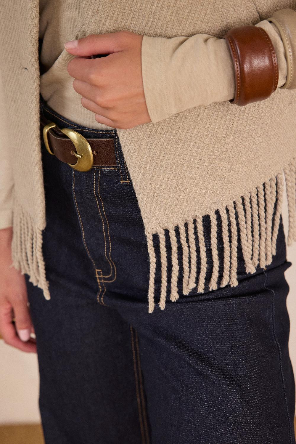 Maison 123 PAIGE Fringed Cardigan In Wool