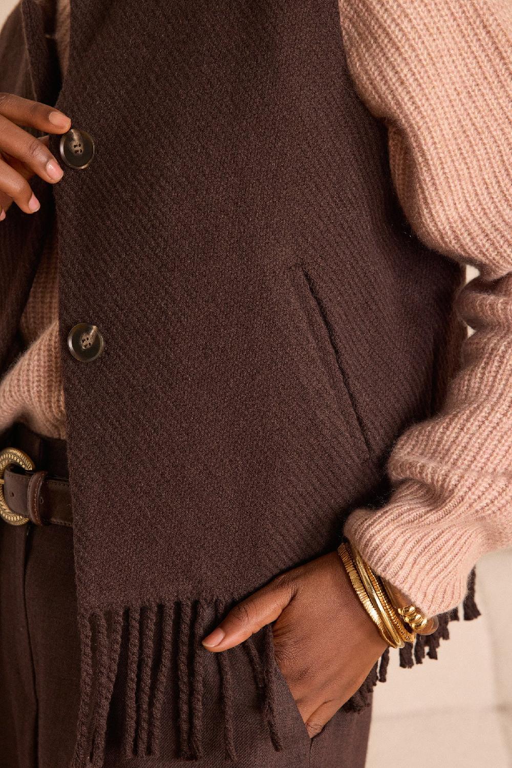 Maison 123 PAIGE Fringed Wool Waistcoat