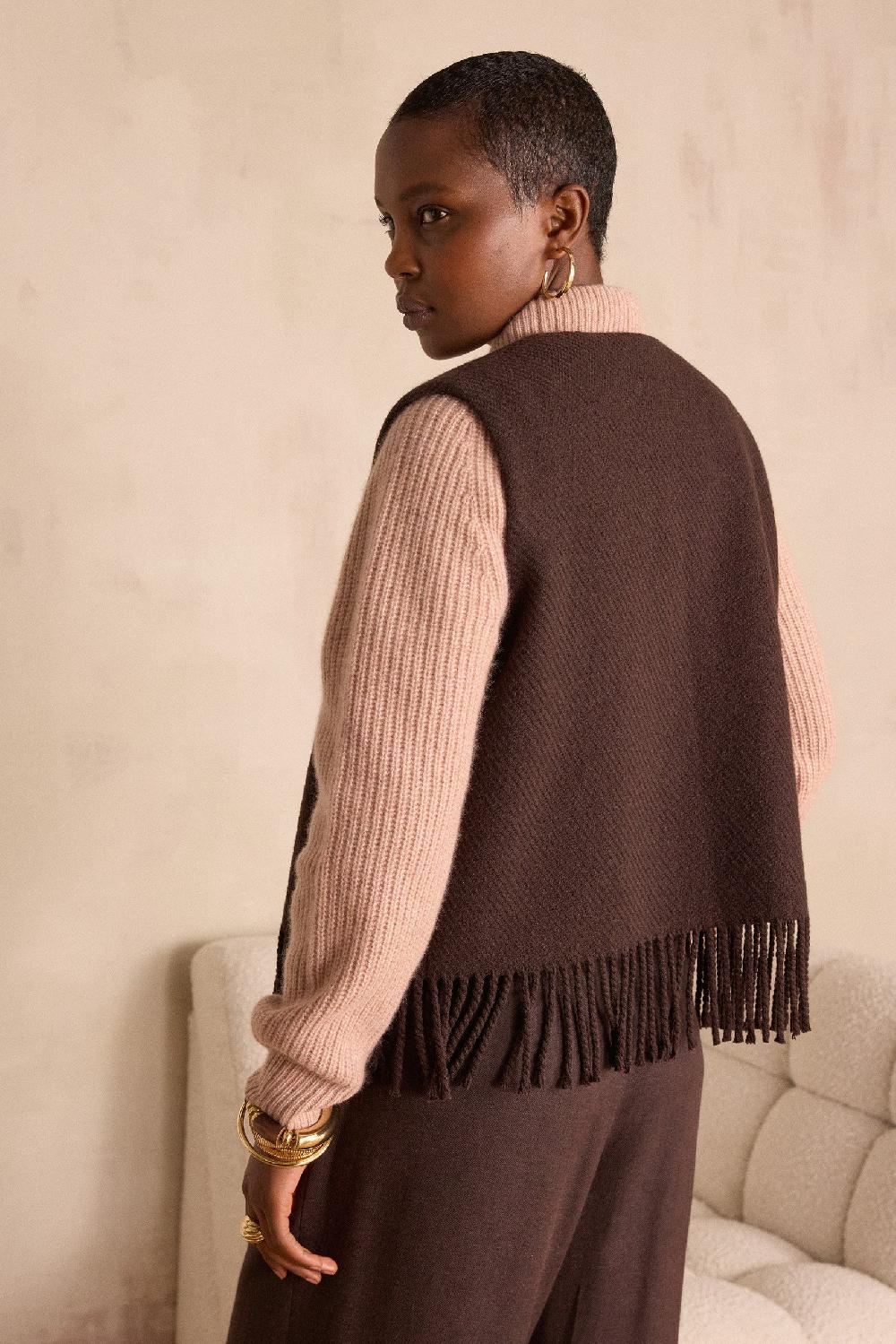 Maison 123 PAIGE Fringed Wool Waistcoat