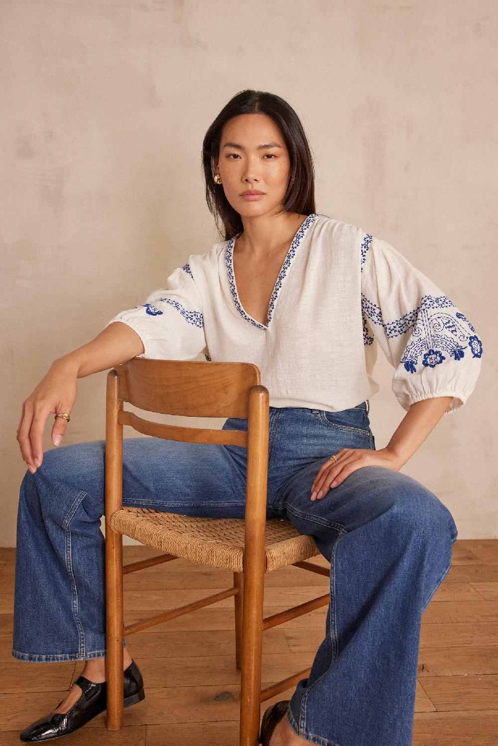 maison 123 SALLY embroidered cotton blouse