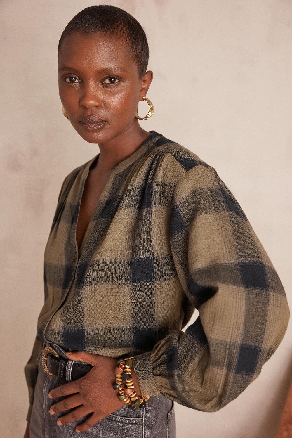 maison 123 SAMANTHA 100% cotton checked blouse