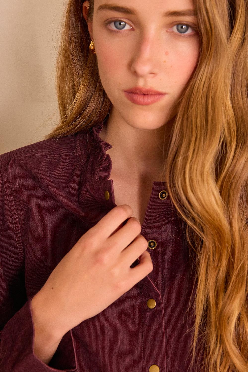 Maison 123 SERAPHINE Velvet Blouse In 100% Cotton