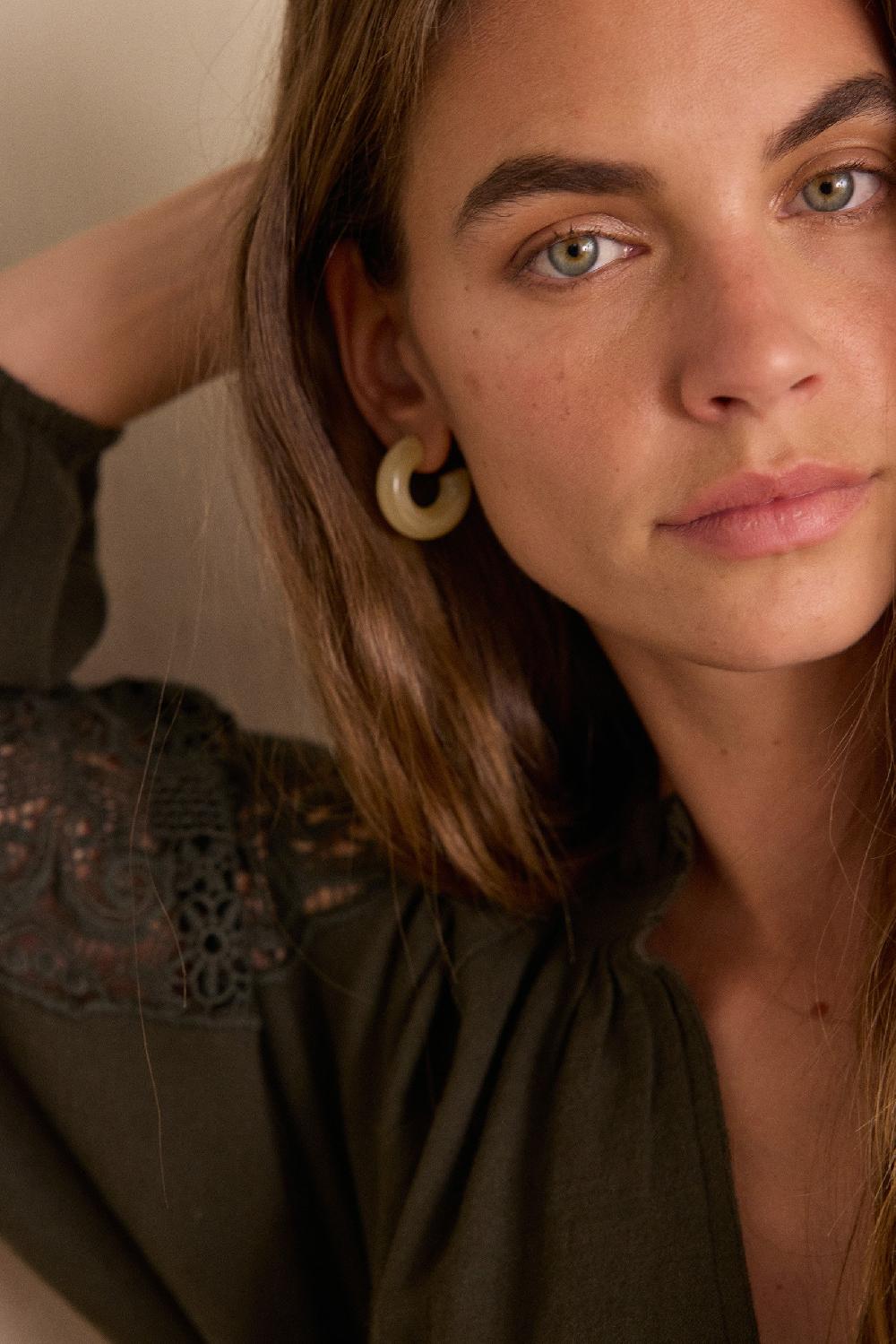 Maison 123 SIMONE Embroidered Blouse In 100% Cotton