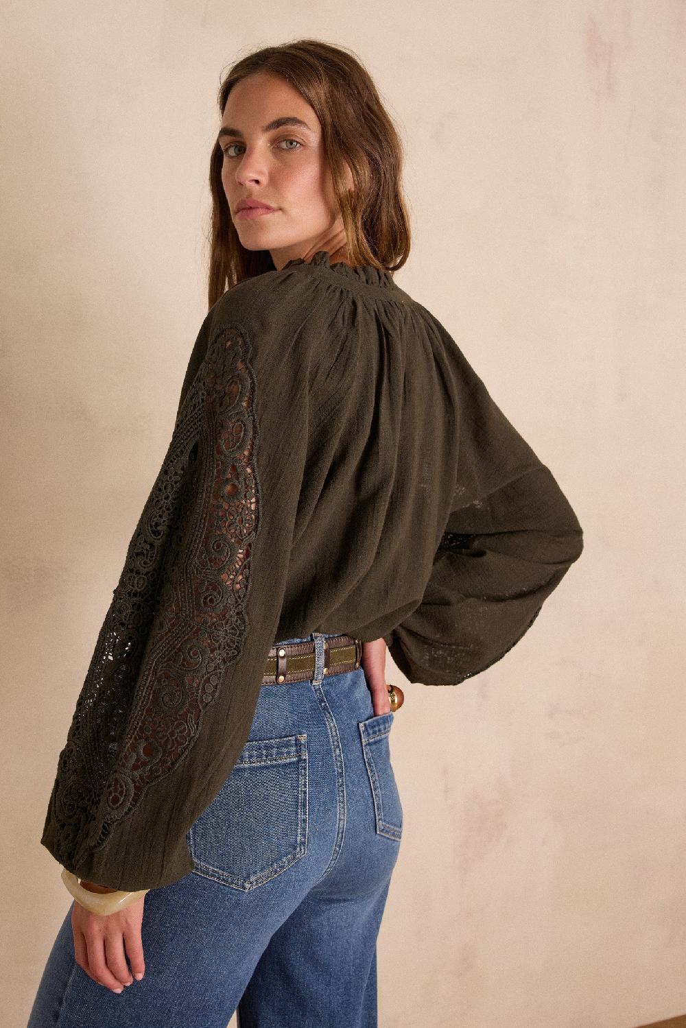 Maison 123 SIMONE Embroidered Blouse In 100% Cotton