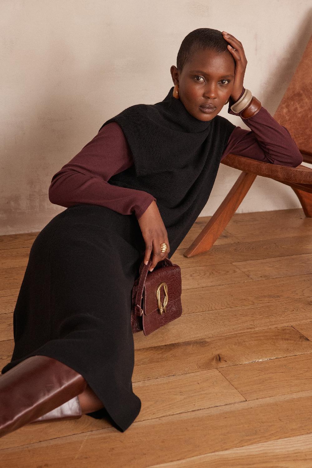 maison 123 Sleeveless ROMANCE dress in ribbed knit