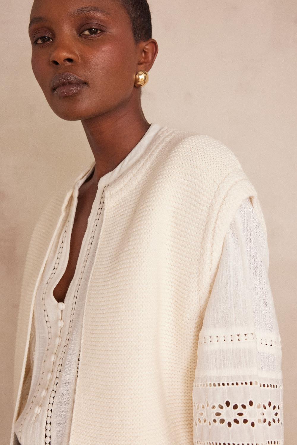 Maison 123 SONNY Sleeveless Cardigan In Cotton