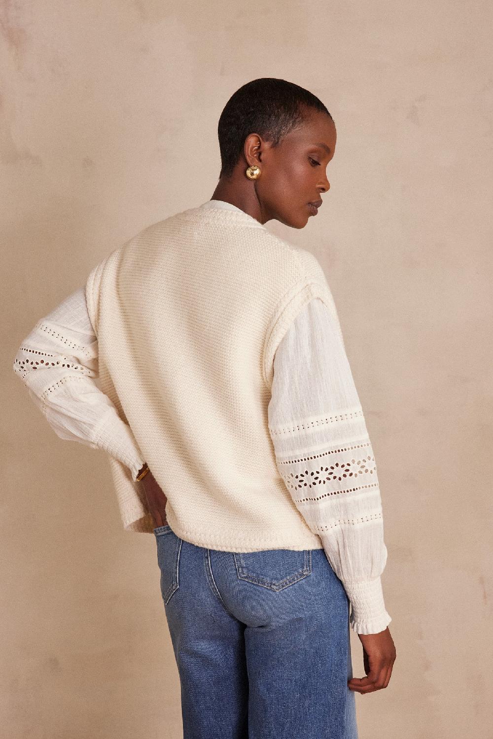 Maison 123 SONNY Sleeveless Cardigan In Cotton