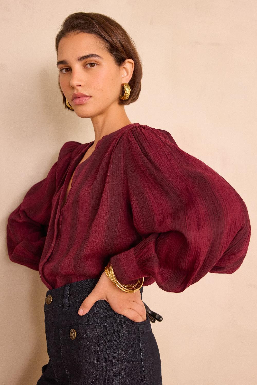 Maison 123 STELLA Striped Cotton Blouse