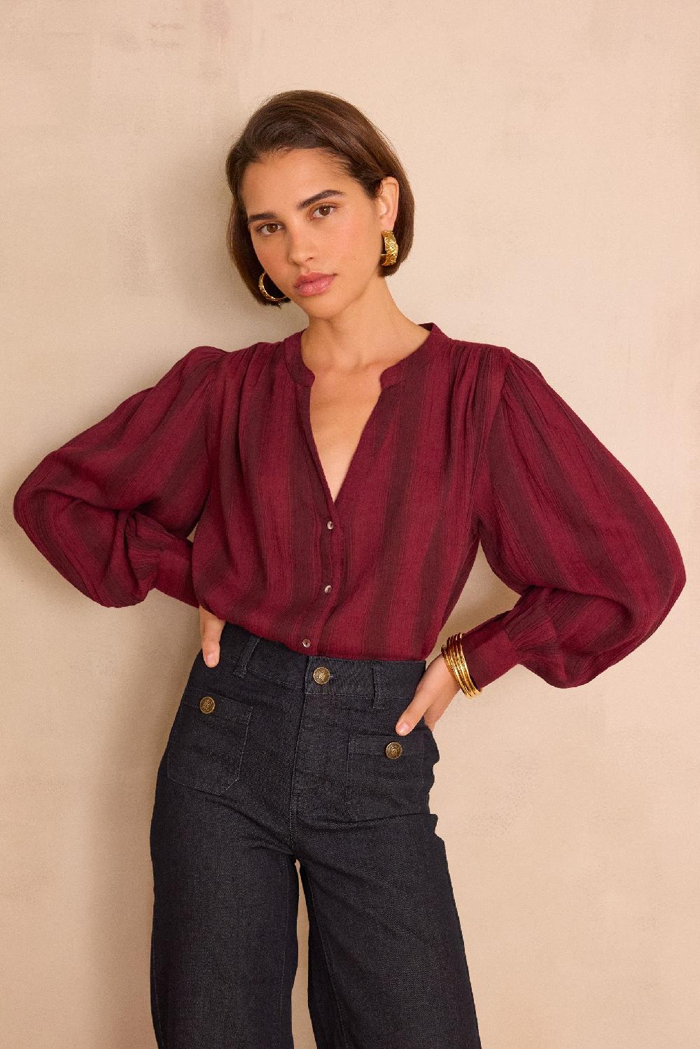 maison 123 STELLA striped cotton blouse