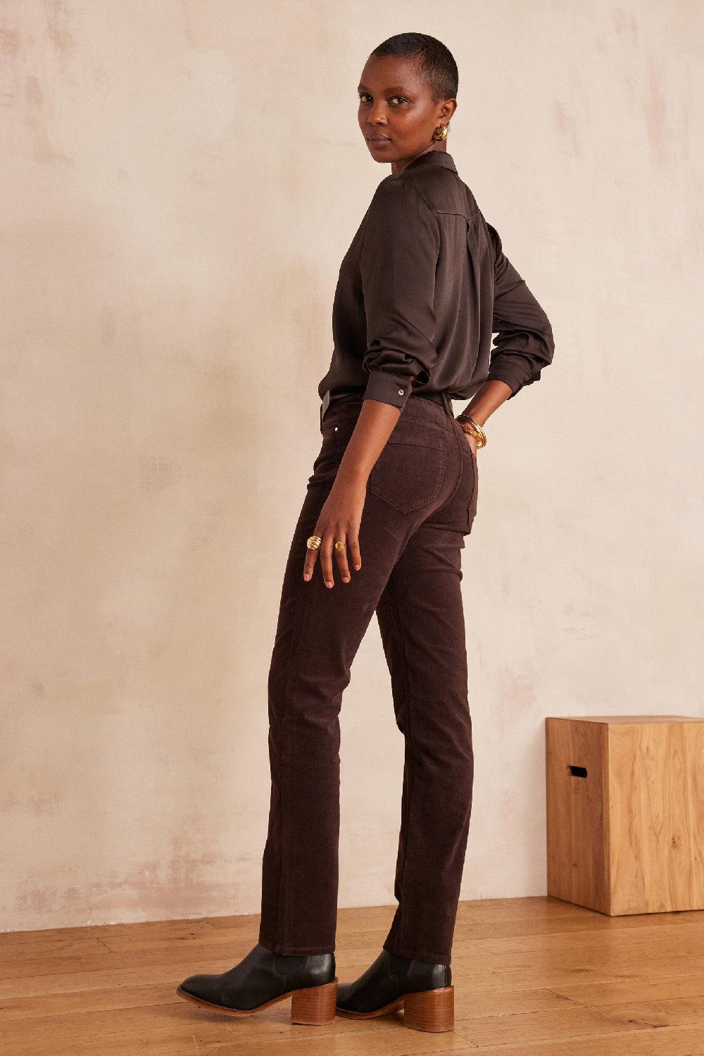 Maison 123 Straight Cotton Velvet Trousers MARCUS
