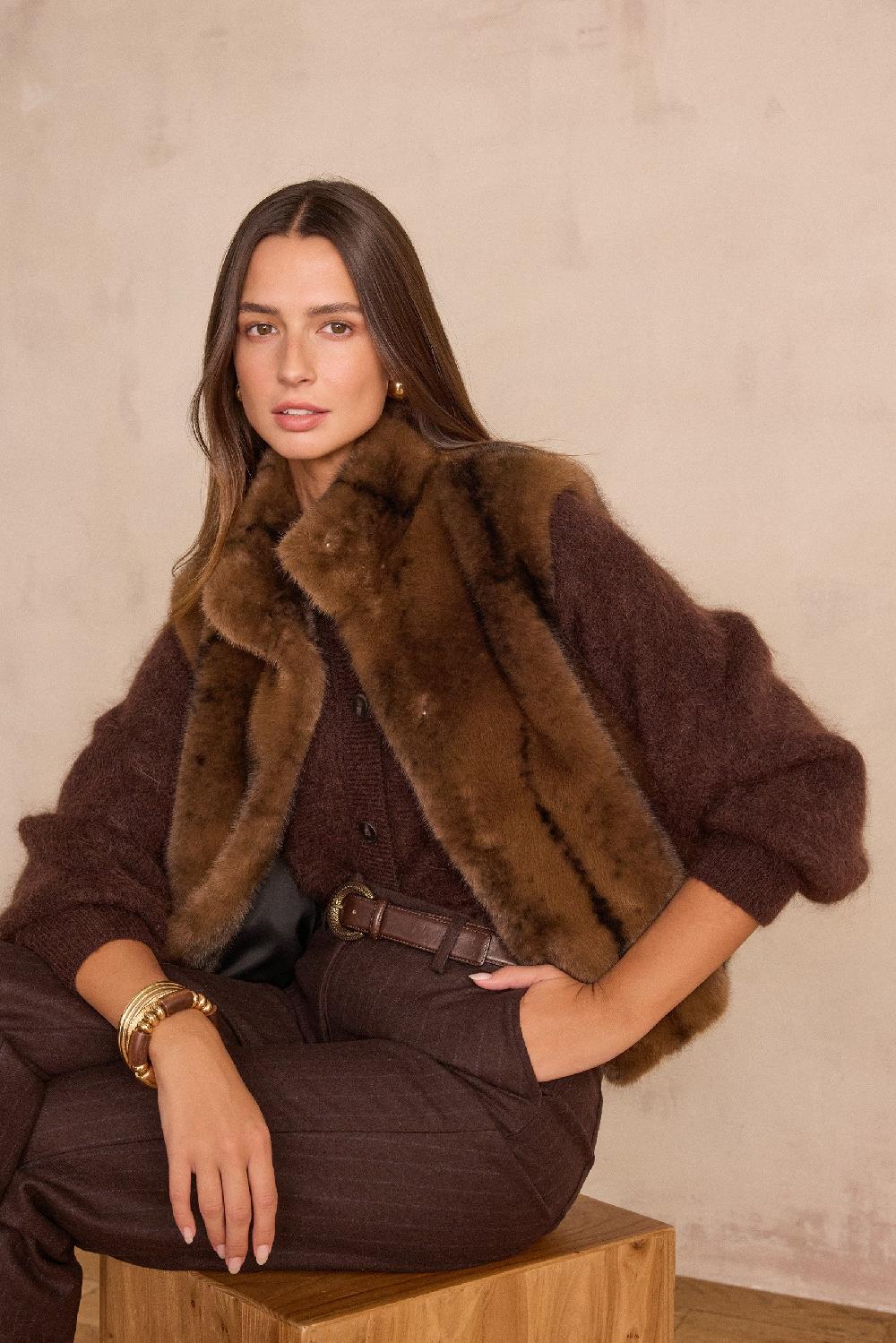 Maison 123 SUZANNE Fluffy Sleeveless Cardigan